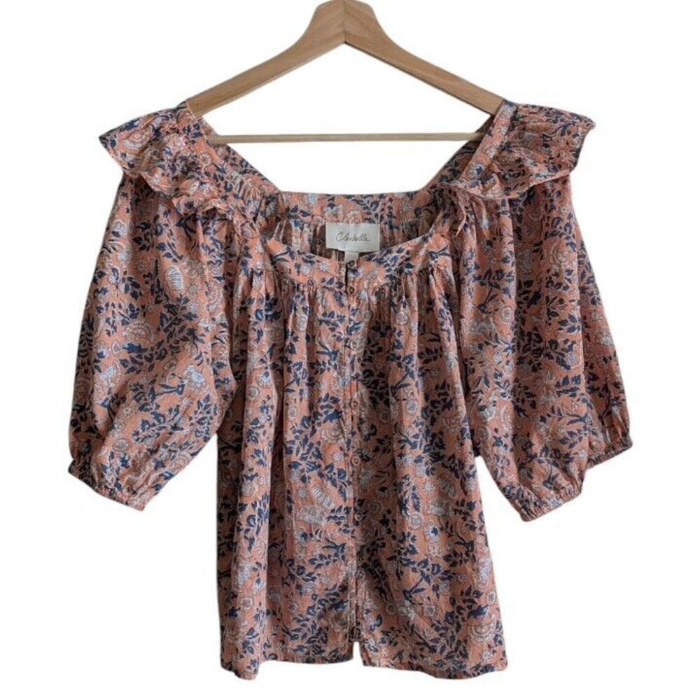 Cleobella Floral Blouse in Pink and Blue